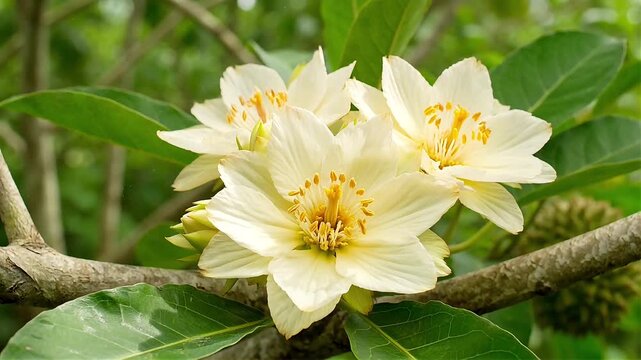 Blooming flower buds on tree branch early spring nature close up 4K video