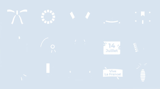 French Bastille Day Celebration Icons: July 14th Vive La France