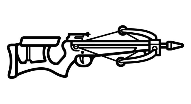 Outlined illustration of a crossbow for design and creative projects