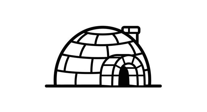 Simple illustration of an igloo on a white background for various uses