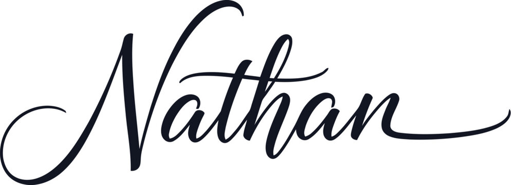 Nathan calligraphy text appears as a elegant name design for branding purposes.