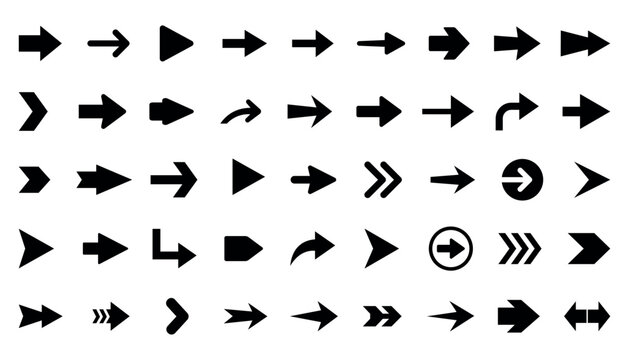 Arrow big black set. Modern simple arrows. collection, different arrow signs, black arrows icons. Vector illustration.