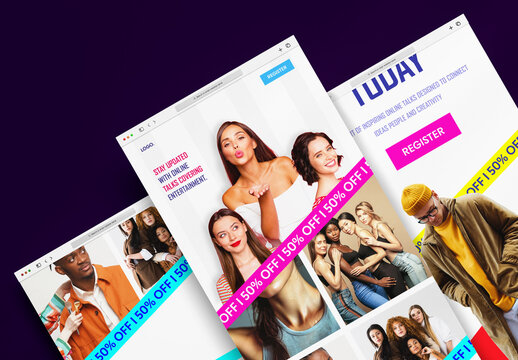 Bold Fashion Event Newsletter Design With Vibrant Editorial Layout And Modern Promotional Style