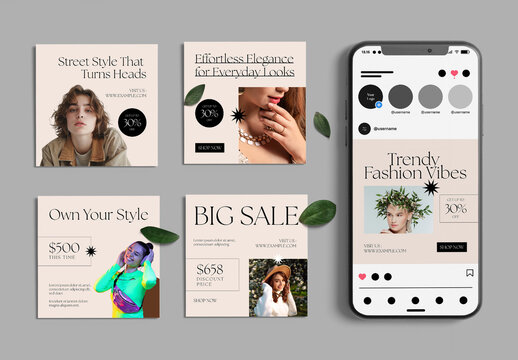 Creative Fashion Social Media Post Template Set
