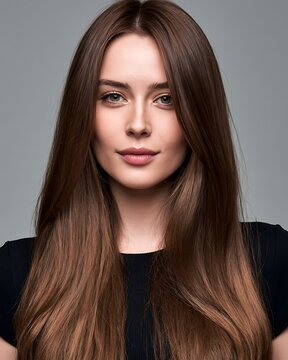 healthy long hair after restoration treatment, smooth shiny texture