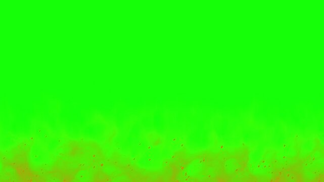 Dynamic white particles rising on green screen background with brown base motion graphics element
