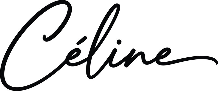 Celine is the artistic handwritten name presented in a refined and fluid black ink style.