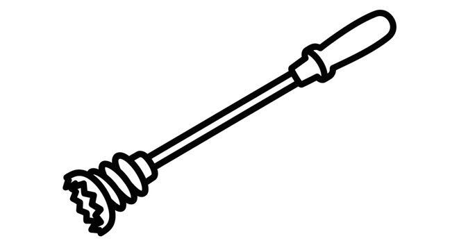 Line drawing of a manual ice cream maker isolated on a white background