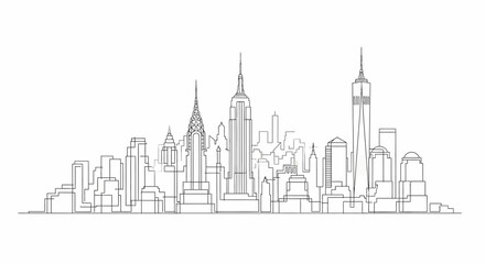 Fototapeta premium Minimalist continuous line drawing of New York City skyline