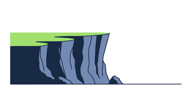 Minimalist flat illustration of high sea cliffs landscape