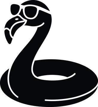 black, silhouette, swan, pool float, sunglasses, inflatable, rubber, floatie, beach, summer, vacation, eps10, minimalistic, white background, pool Black silhouette of a swan pool float with sunglasses