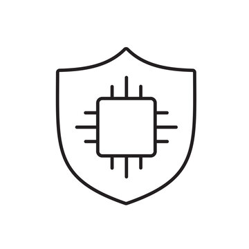 A vector icon representing enabled safe mode in AI systems, created in line style with editable stroke