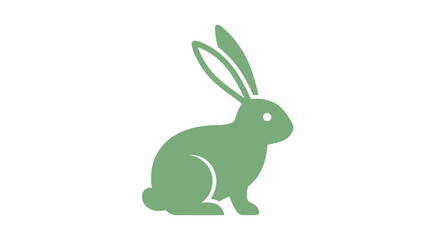 Obraz premium Minimalist green rabbit illustration isolated on white background