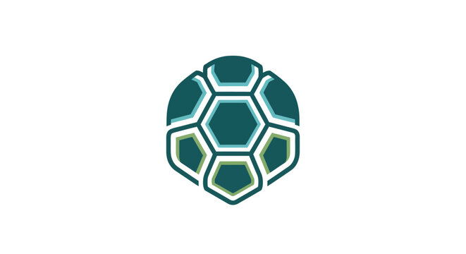 Minimalist green turtle shell geometric logo on white background