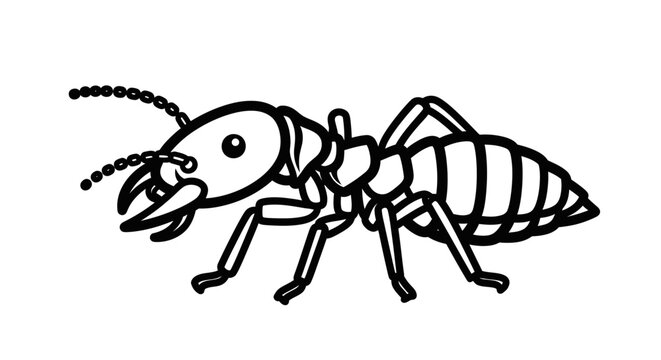 Black and white termite insect illustration vector isolated on white background