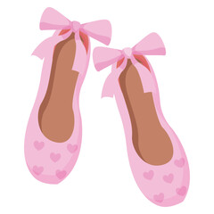 Pink ballet slippers adorned with delicate bows and charming heart patterns, perfect for adding a whimsical and graceful touch to any design © Lazy Cat