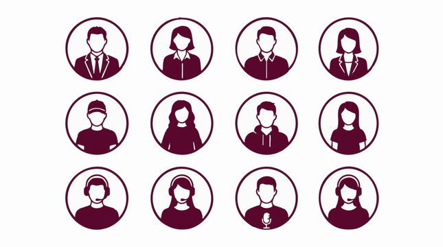 Diverse avatar icons set of user profiles and customer support roles