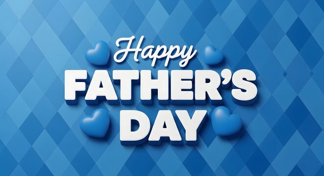 Happy father's day card blue diamond pattern background for celebrations
