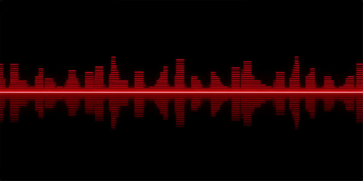 An abstract vector illustration of a dark USA city skyline silhouette featuring skyscrapers like Chicago under a rippled American flag