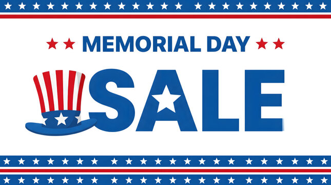 Memorial day sale graphic patriotic hat with american flag stars isolated on transparent background