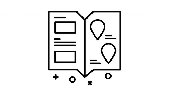 Minimalist Icon of a Speech Bubble and a Map Brochure.