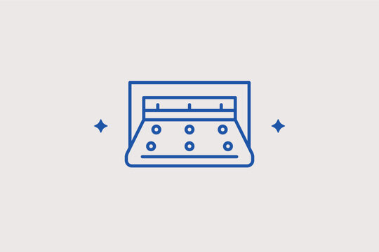 Automated chocolate or biscuit sorting line icon for confectionery factories. Precise vector illustration for food engineering and automated sweet production.