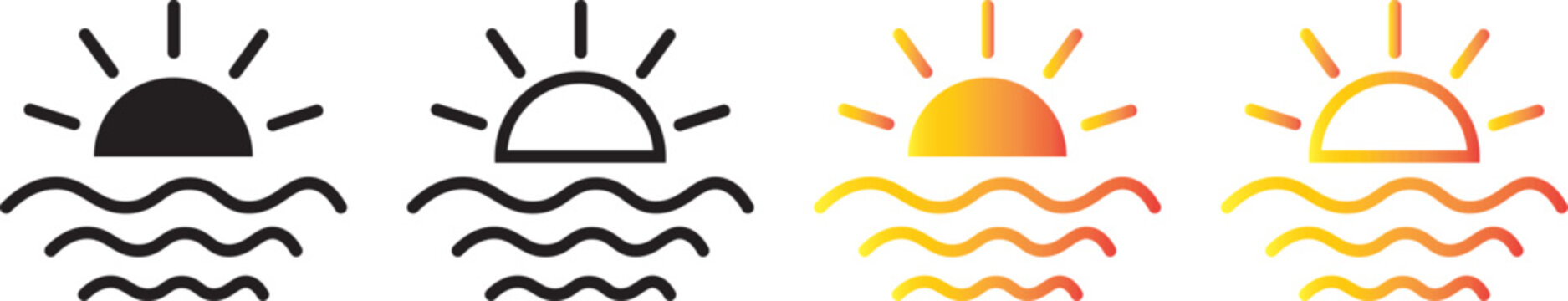 Morning, noon, and night icons set. weather icons. Day and night icons. orning, noon, night, icon set. Day and night icons set. Crescent moon and stars, day and night time symbols. Sun half icon, sunr