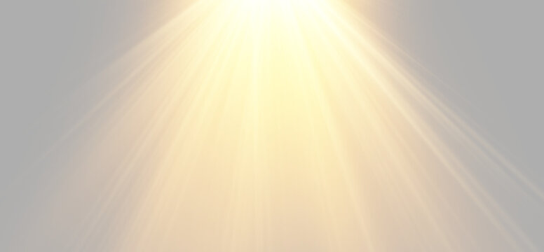  Cinematic golden spotlight with volumetric light rays from top center