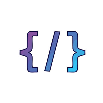 Abstract Gradient Code Brackets Icon Symbol.