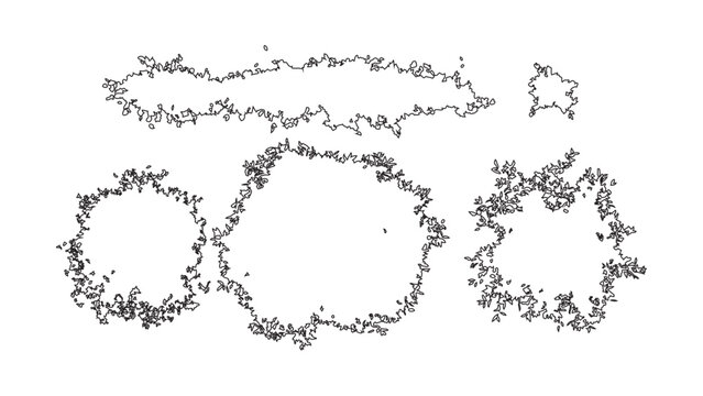 Vegetation outlines and garden shrub vectors for landscape architecture and site planning.