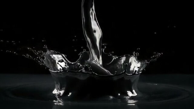 Water Splashing in Dark Background with Ripples