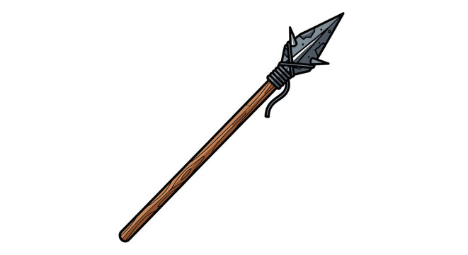 Isolated spear illustration detailed weapon depiction on white background