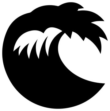 Solid black filled icon of tsunami warning wave alert symbol on white background for emergency notifications and safety measures