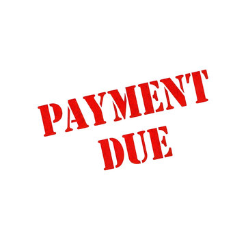 Red Payment Due rubber stamp icon, distressed ink texture on white background, financial debt and billing notification graphic