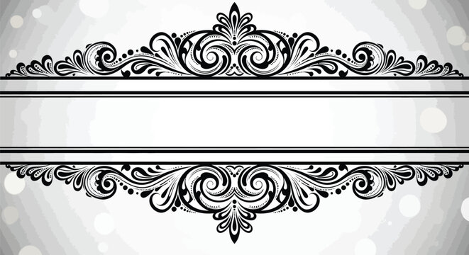 Elegant damask border design with floral patterns on white background