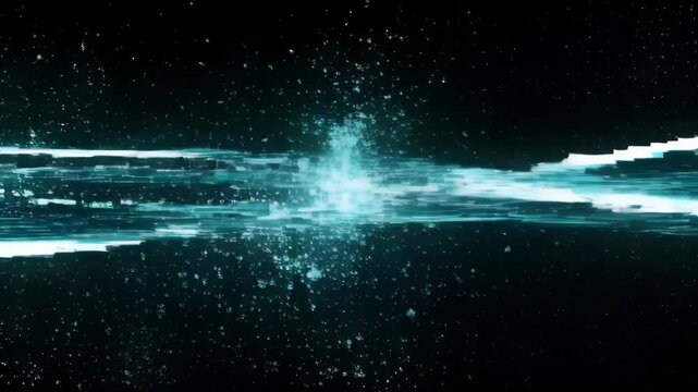 Abstract line music technology virus stream with glowing particle wave, dark background digital speed and hack concept, light line with technology virus hack and music glow black background