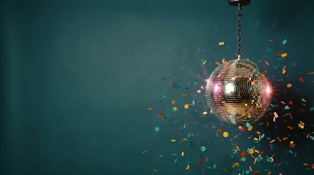 Conceptual Retro Disco Ball with Birthday Confetti