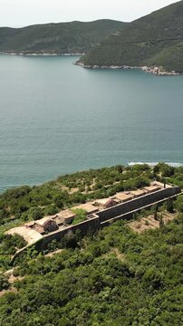 Aerial view of historical fort lustica in montenegro