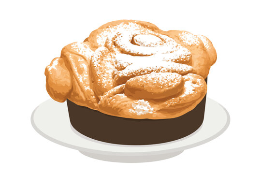 Vsai traditional majorcan ensaimada pastry with powdered sugar dessert