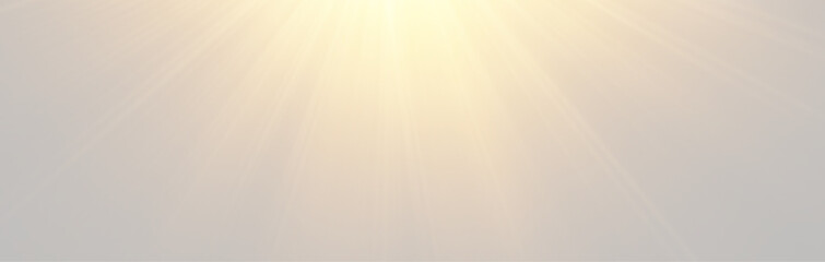 Fototapeta premium Soft volumetric sunbeams radiating from top center isolated on transparent background