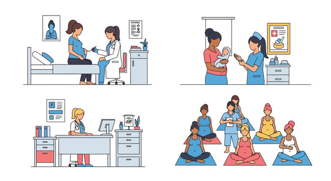 Pregnancy Care: Doctor Visit, Newborn Check, Prenatal Yoga, Medical Office