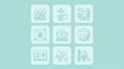 Fototapeta premium Ecology Icons: Nature, Conservation, Sustainability, Research, Environment
