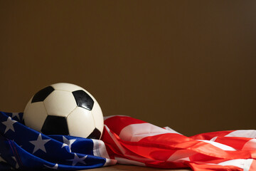 Fototapeta premium US flag with football , nation soccer sport concept