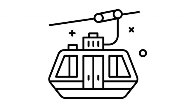 Simple Line Art Icon of a Cable Car Gondola.