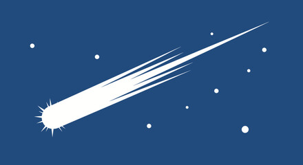 White meteor shooting across a dark blue starry night sky, cosmic event © Tora