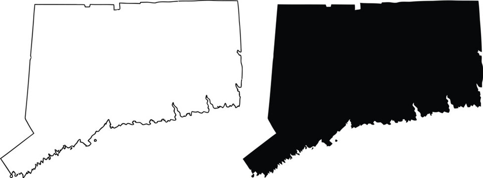 Connecticut state map outline and silhouette shape Vector