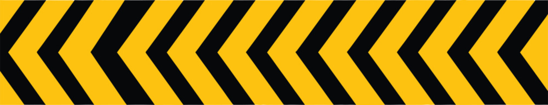 Yellow and black chevron hazard warning tape strip with diagonal pattern for construction and safety signage design Vector
