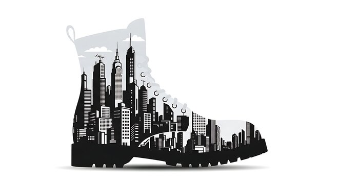 Cityscape in a boot illustration
