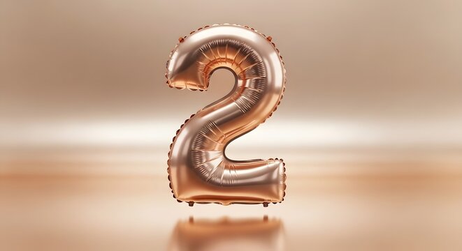 Rose gold balloon number 2 for birthday celebrations and party d