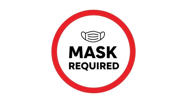 Mask required sign with red circle.